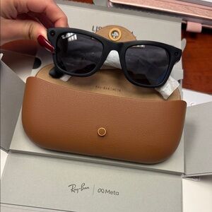 Ray-Ban Matte Black Sunglasses with Brown Case
